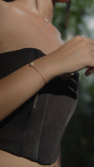 Cady Solitaire Pearl Bracelet Gold Vermeil