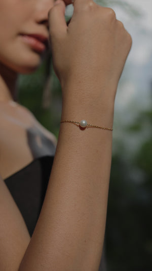 Cady Solitaire Pearl Bracelet Gold Vermeil