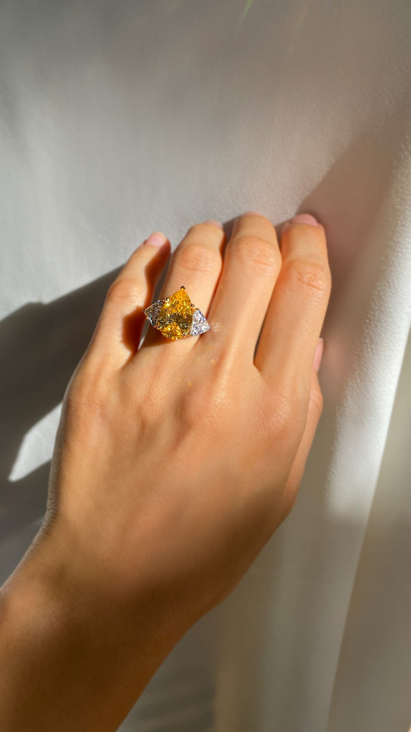 Canary Pear Trilogy Ring Sterling Silver