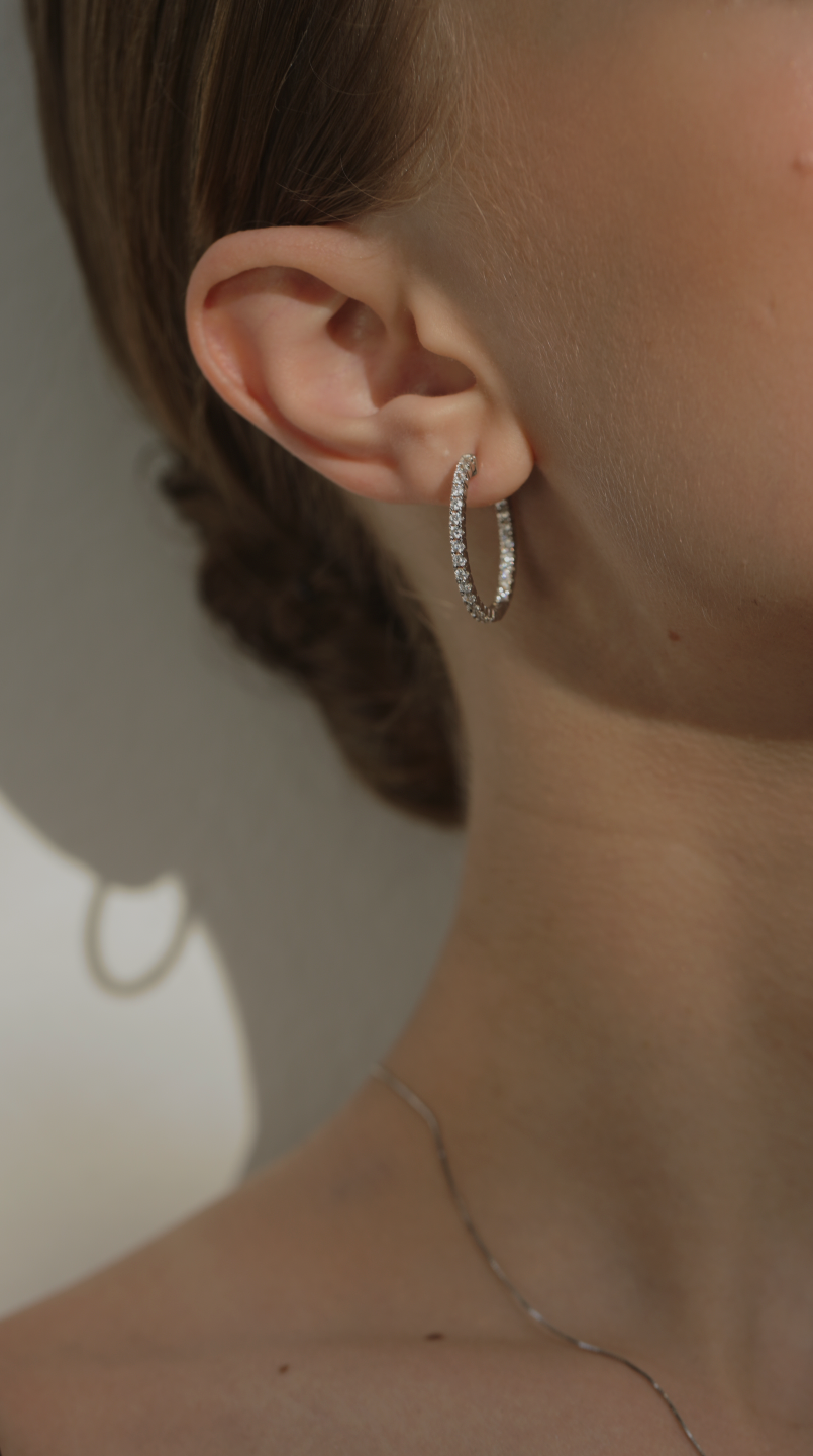 Cassia Small Hoops White Gold Plated