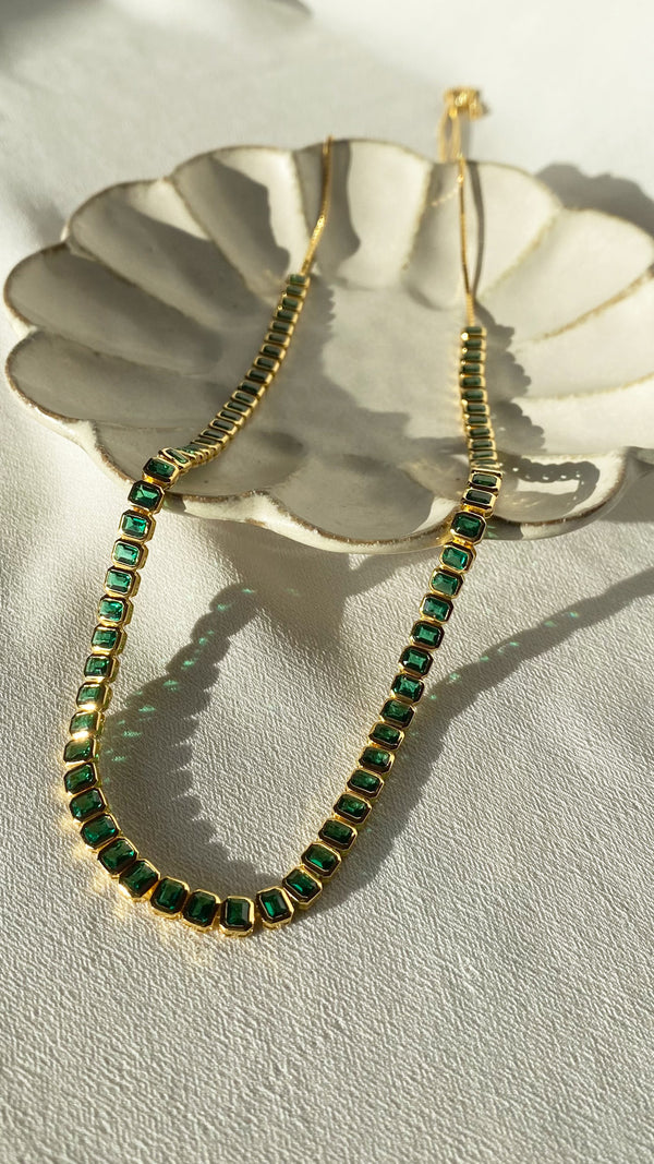 Cassidy Emerald Green Necklace Gold Vermeil