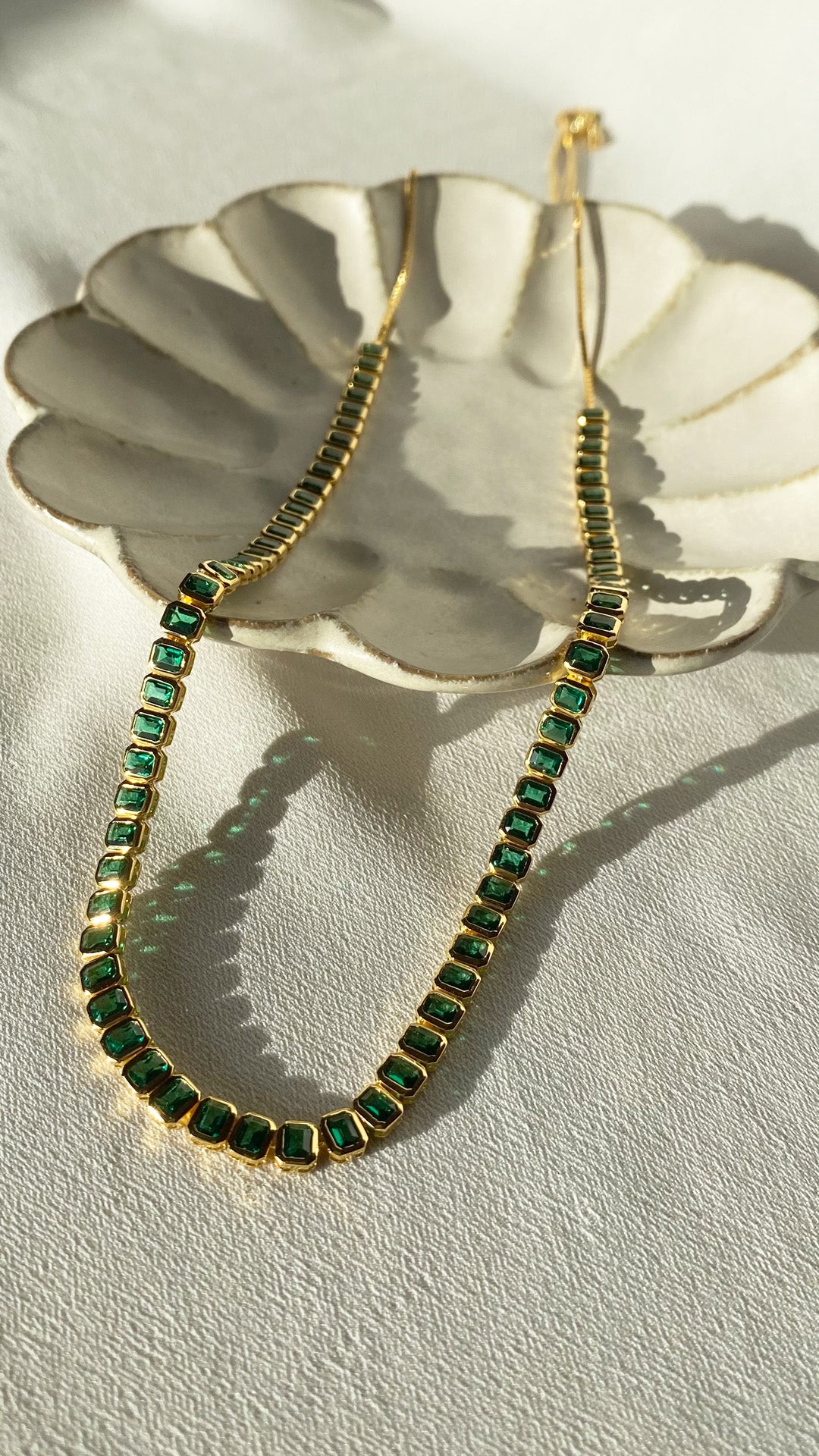 Cassidy Emerald Green Necklace Gold Vermeil
