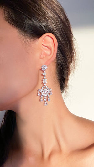 Catalina Chandelier Earrings White Gold Plated