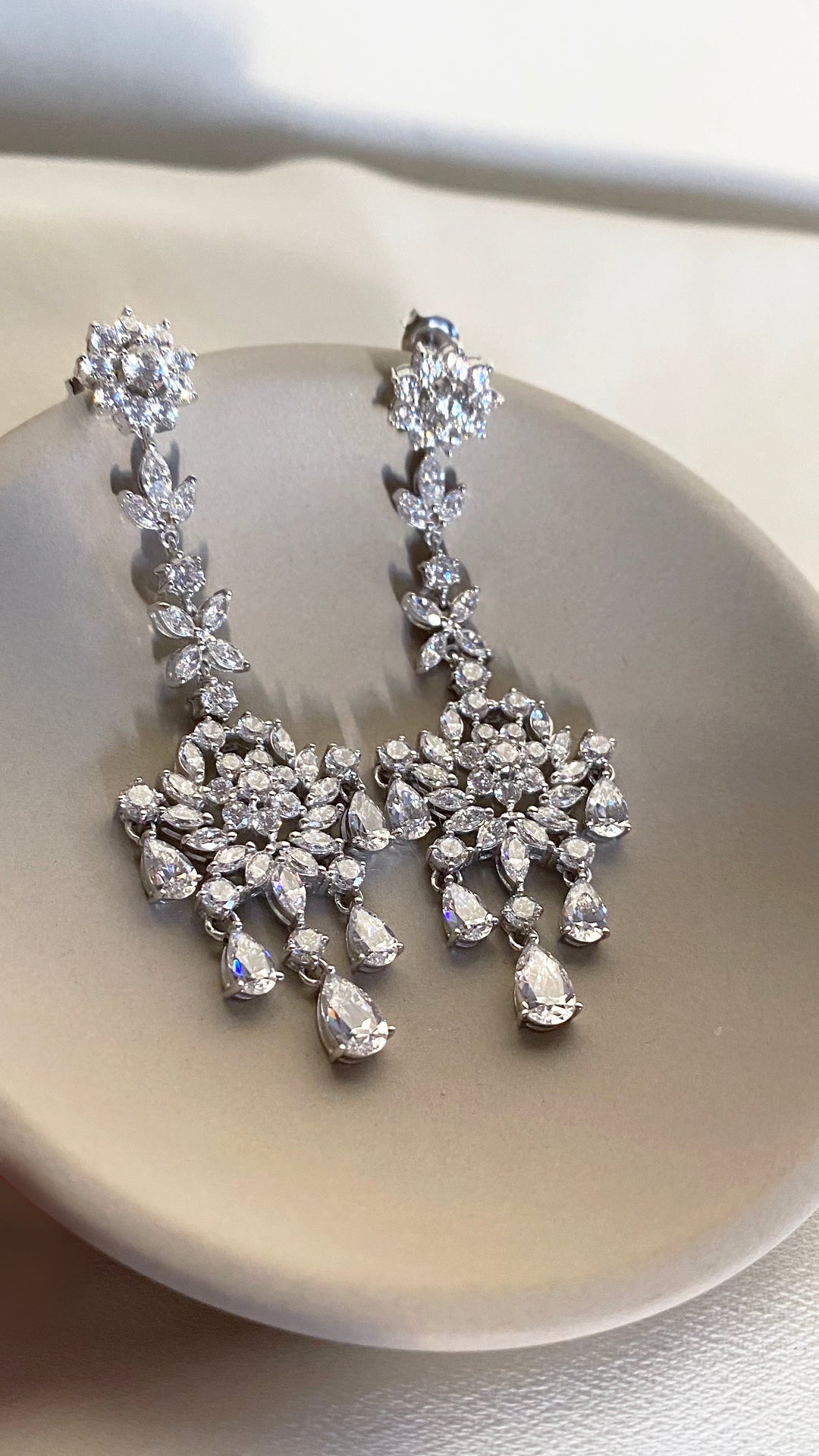 Catalina Chandelier Earrings White Gold Plated