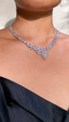 Cross Vine Necklace White Gold Plated