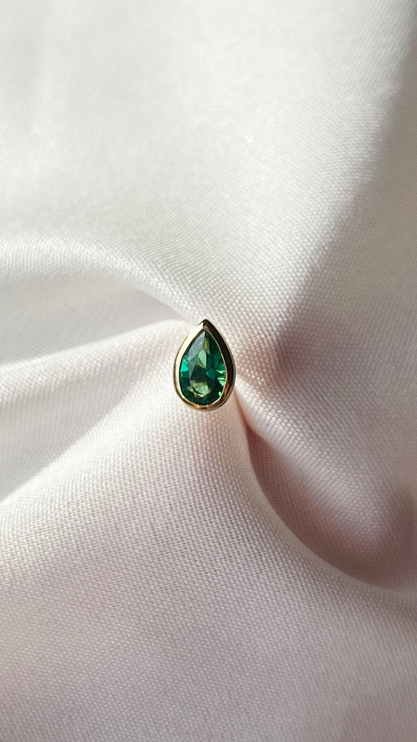 Danu Emerald Green Stud Earrings Gold Vermeil