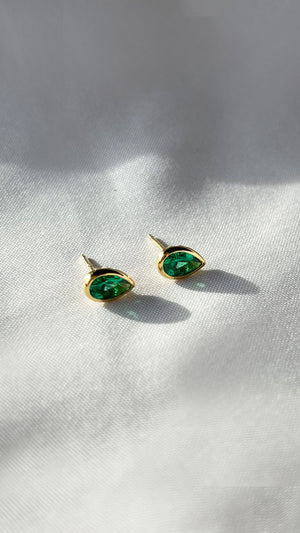 Danu Studs Emerald 18K Gold Vermeil