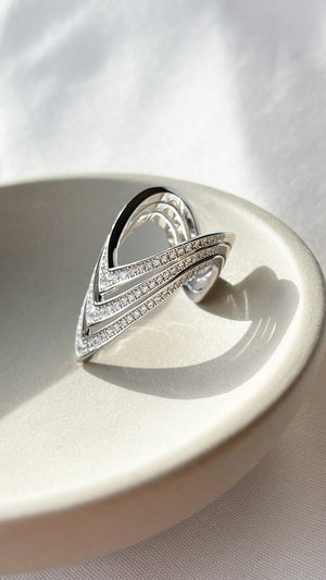 Delta Ring White Gold Plated