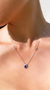 Emile Sapphire Necklace White Gold Plated