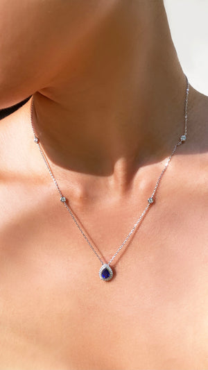 Emile Sapphire Blue Necklace Silver