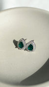 Emile Emerald Green Studs White Gold Plated