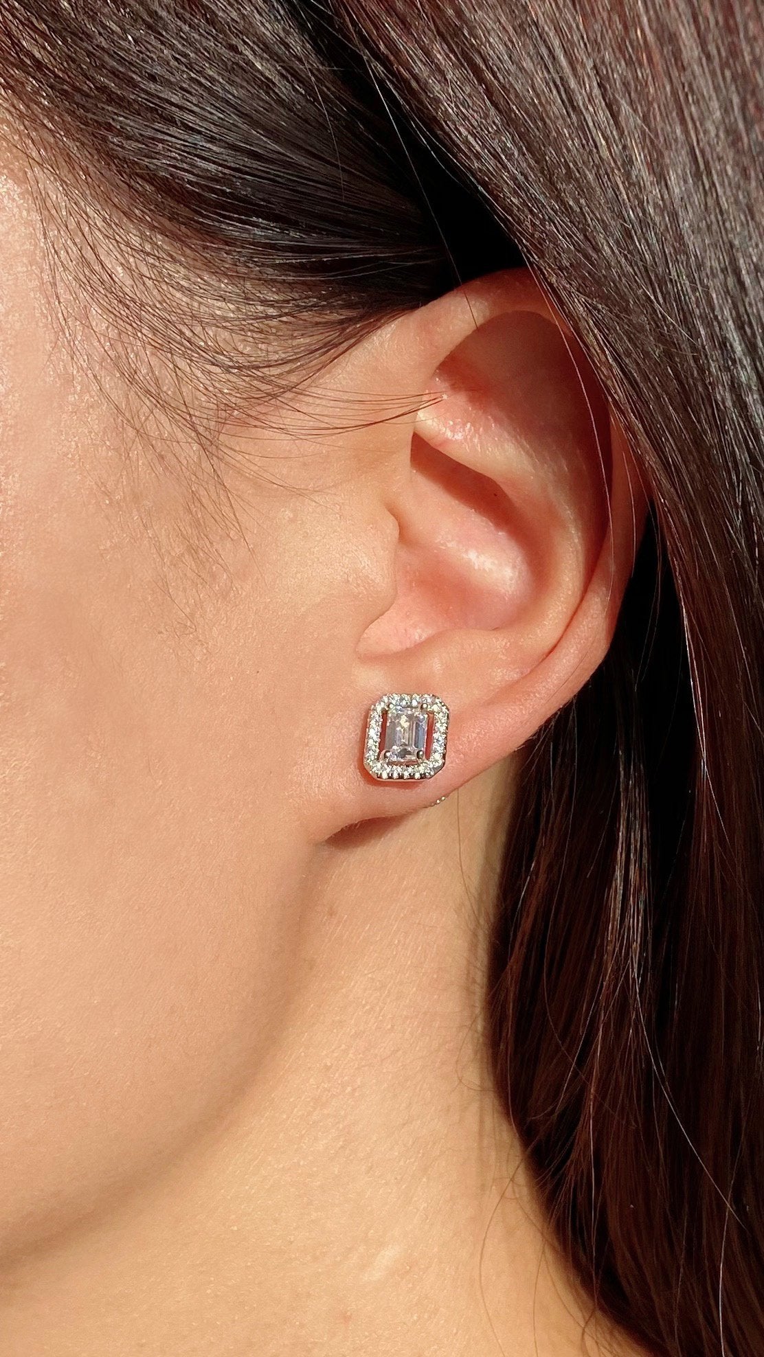 Eton Border Studs White Gold Plated