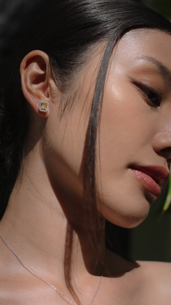 Eton Yellow Stud Earrings Sterling Silver