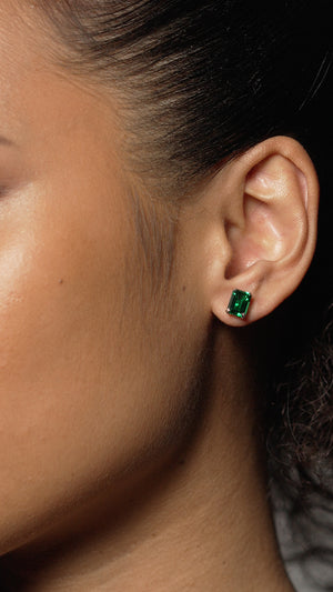 Fulton Emerald Green Double Prong Studs