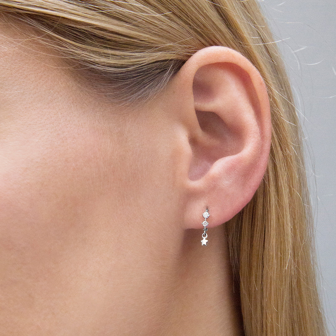 Small diamond sales cross earrings