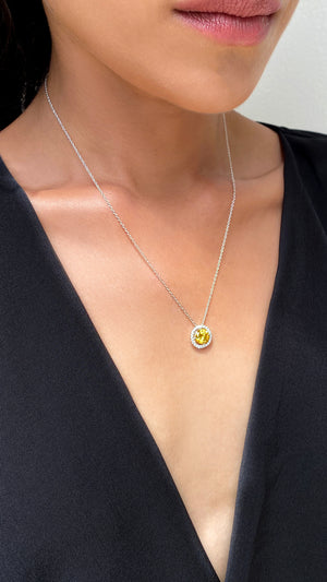 Gwen Light Yellow Necklace White Gold Plated