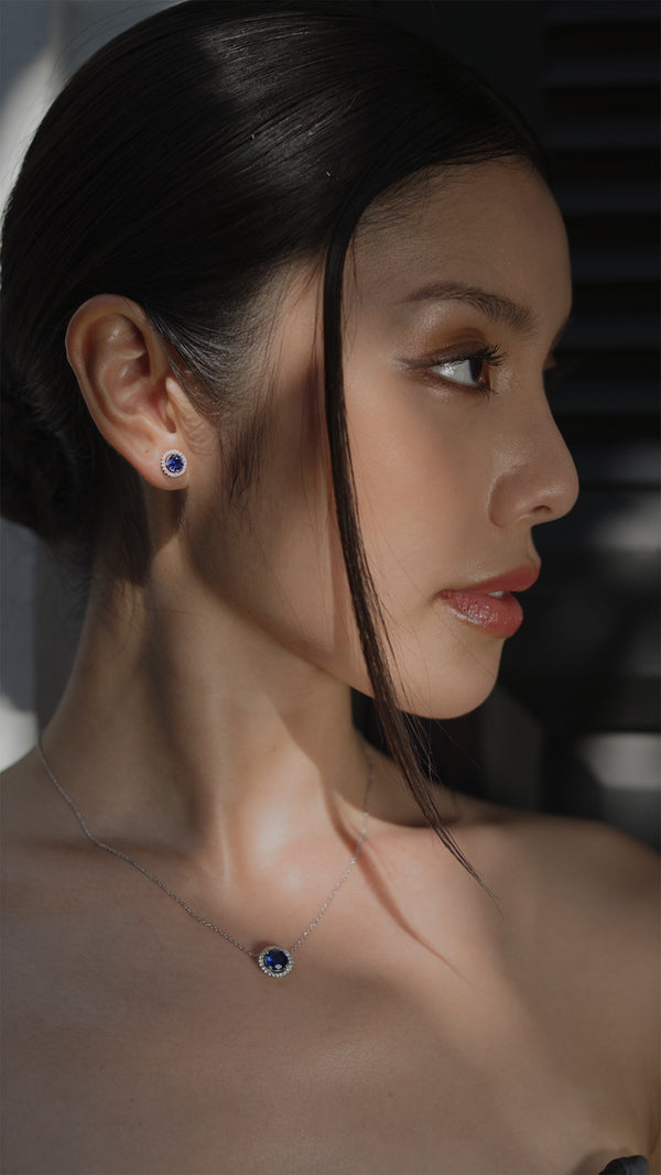 Gwen Sapphire Stud Earrings Sterling Silver