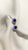 Gwen Sapphire Blue Studs White Gold Plated
