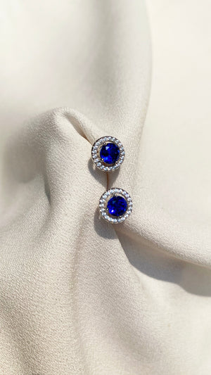 Gwen Sapphire Blue Studs Silver