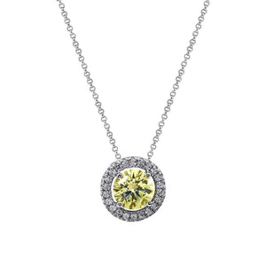 Gwen Light Yellow Necklace White Gold Plated