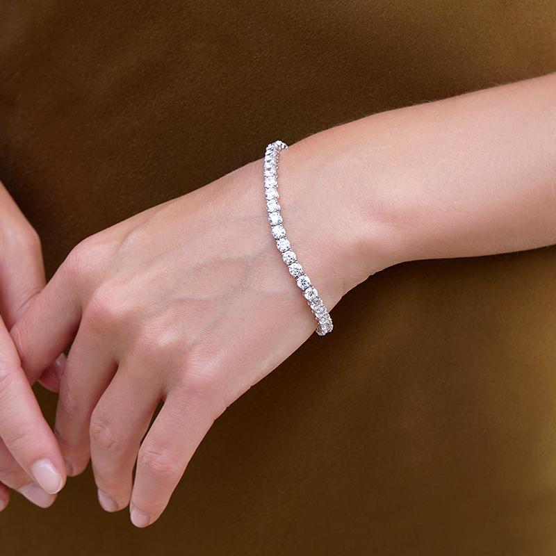 Hailey Round Prong Tennis Bracelet White Gold Plated