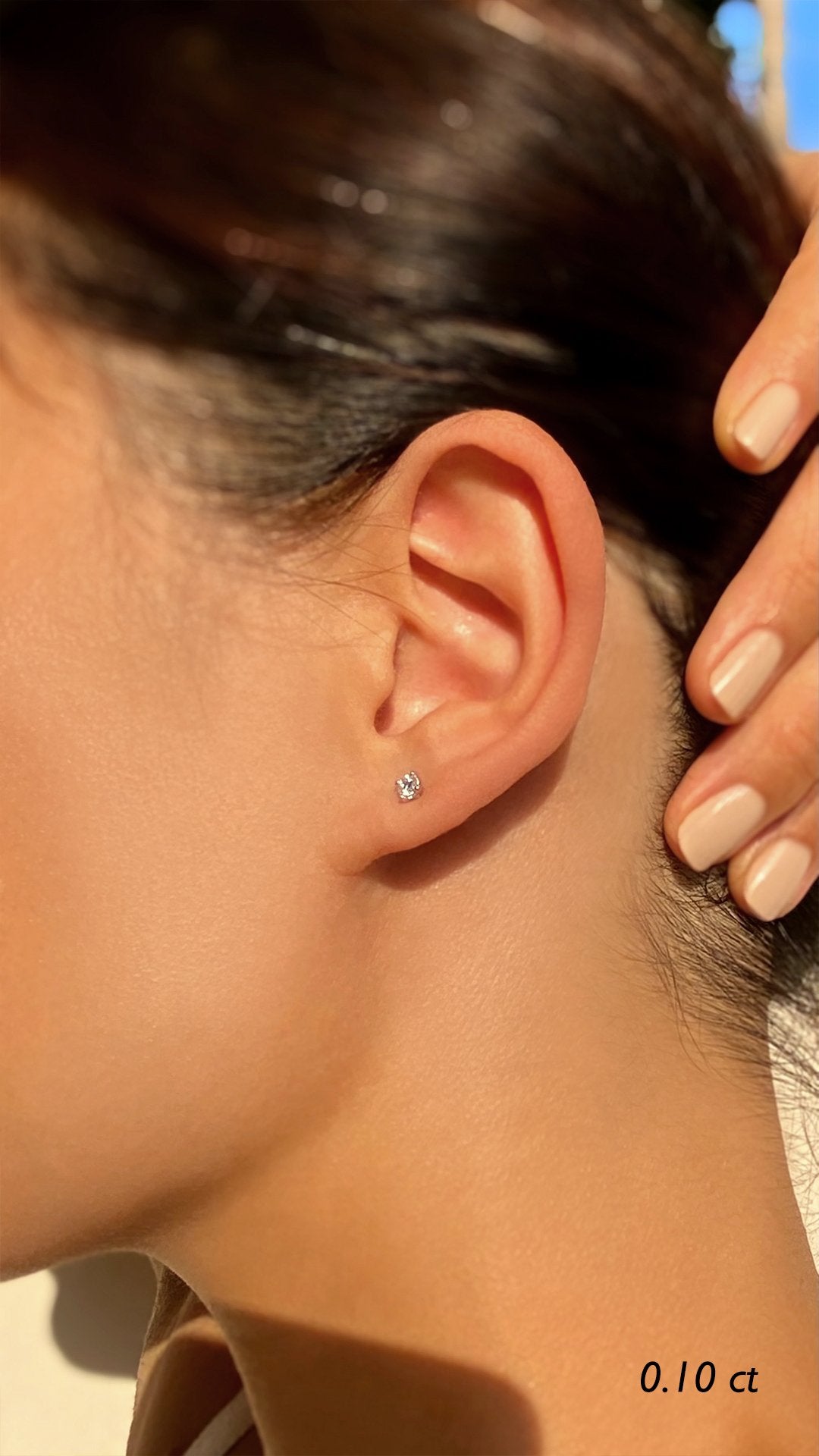 Irene Mini Single Stud Earrings 9K White Gold