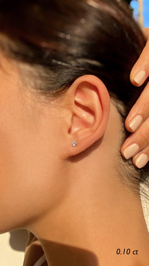 Irene Mini Single Stud Earrings 9K White Gold