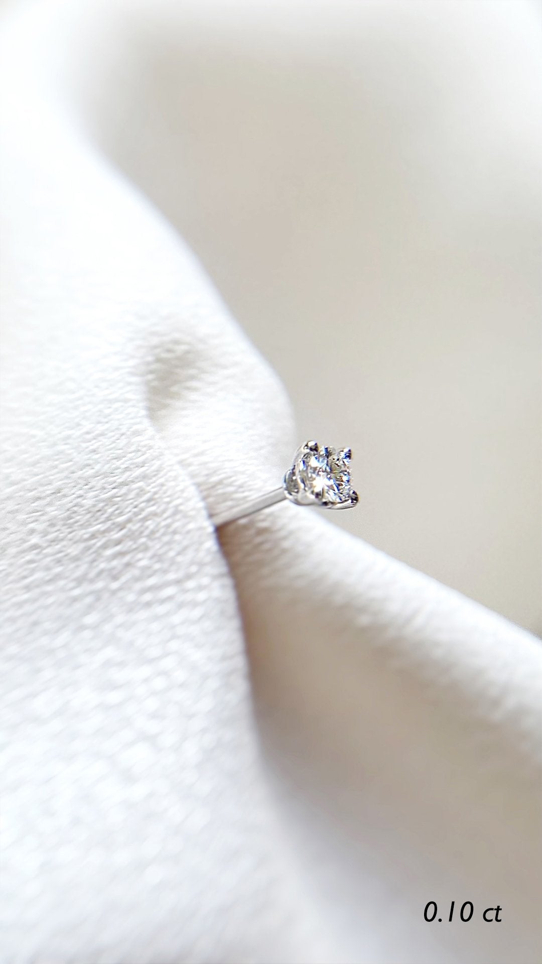 Irene Mini Single Stud Earrings 9K White Gold