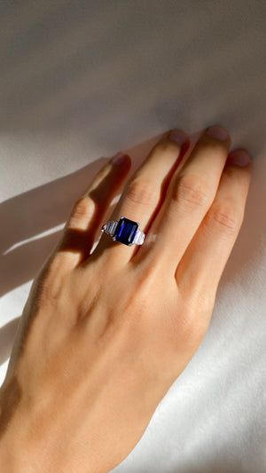 Isla Sapphire Ring White Gold Plated