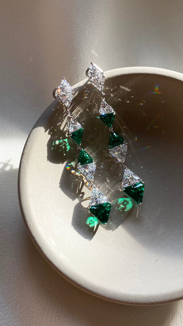 Izta Emerald Earrings Sterling Silver
