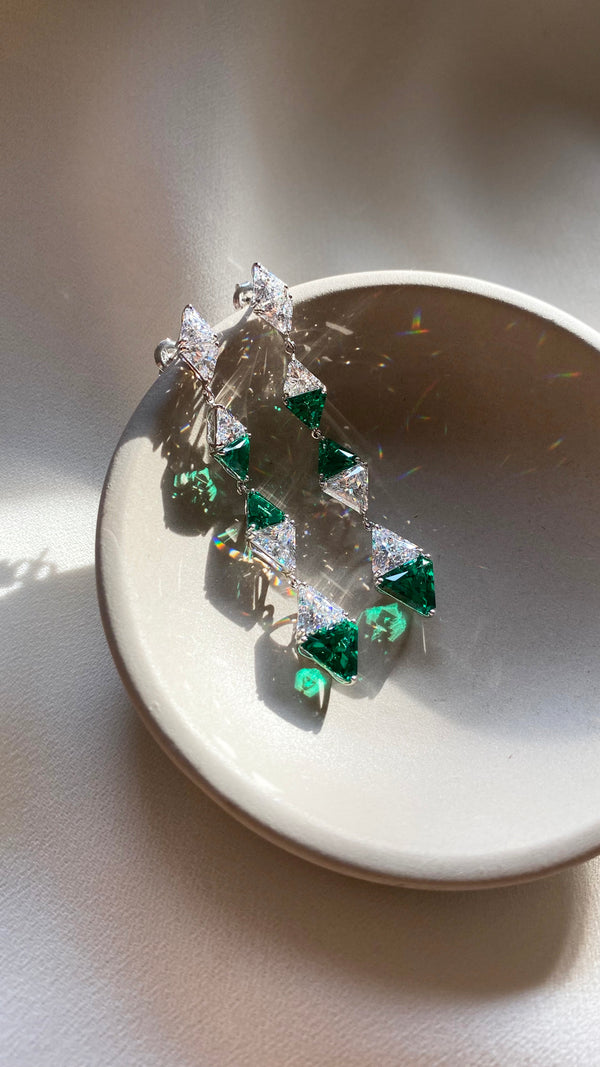 Izta Emerald Earrings Sterling Silver