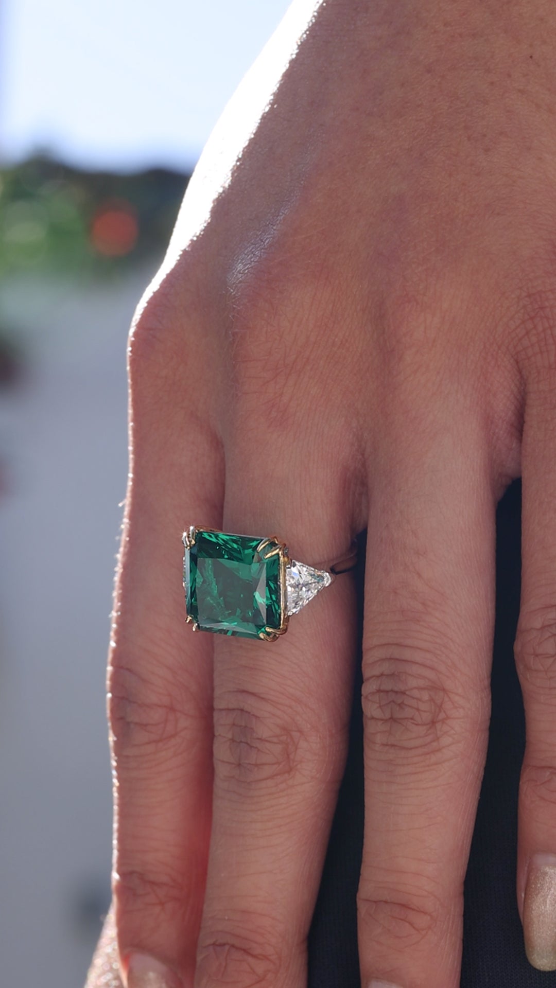 Princess cut emerald engagement cheap rings