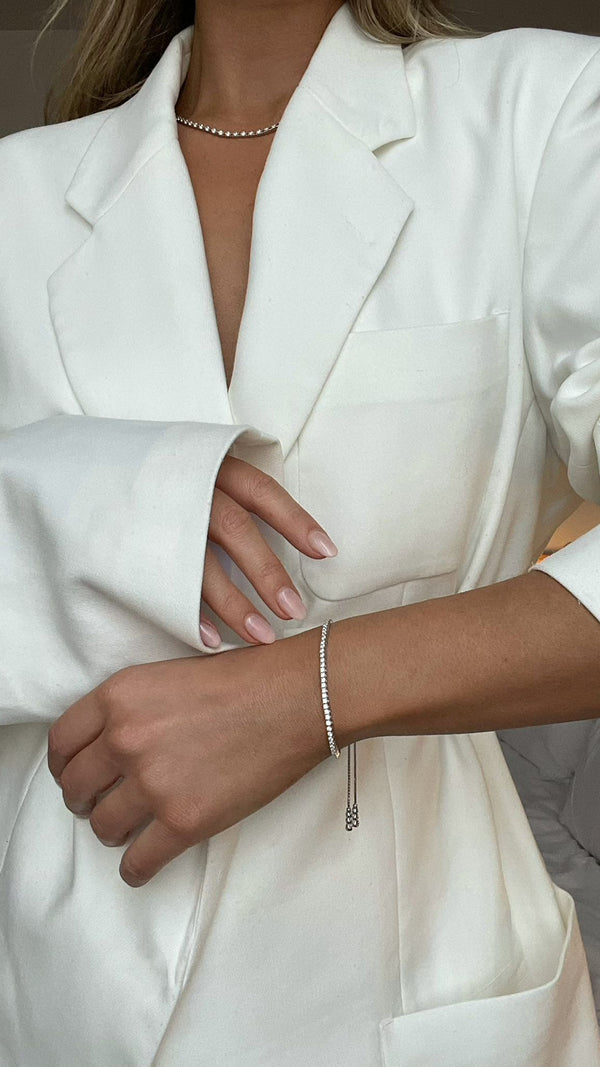 Dainty and stylish adjustable sterling silver tennis bracelet – perfect accessory