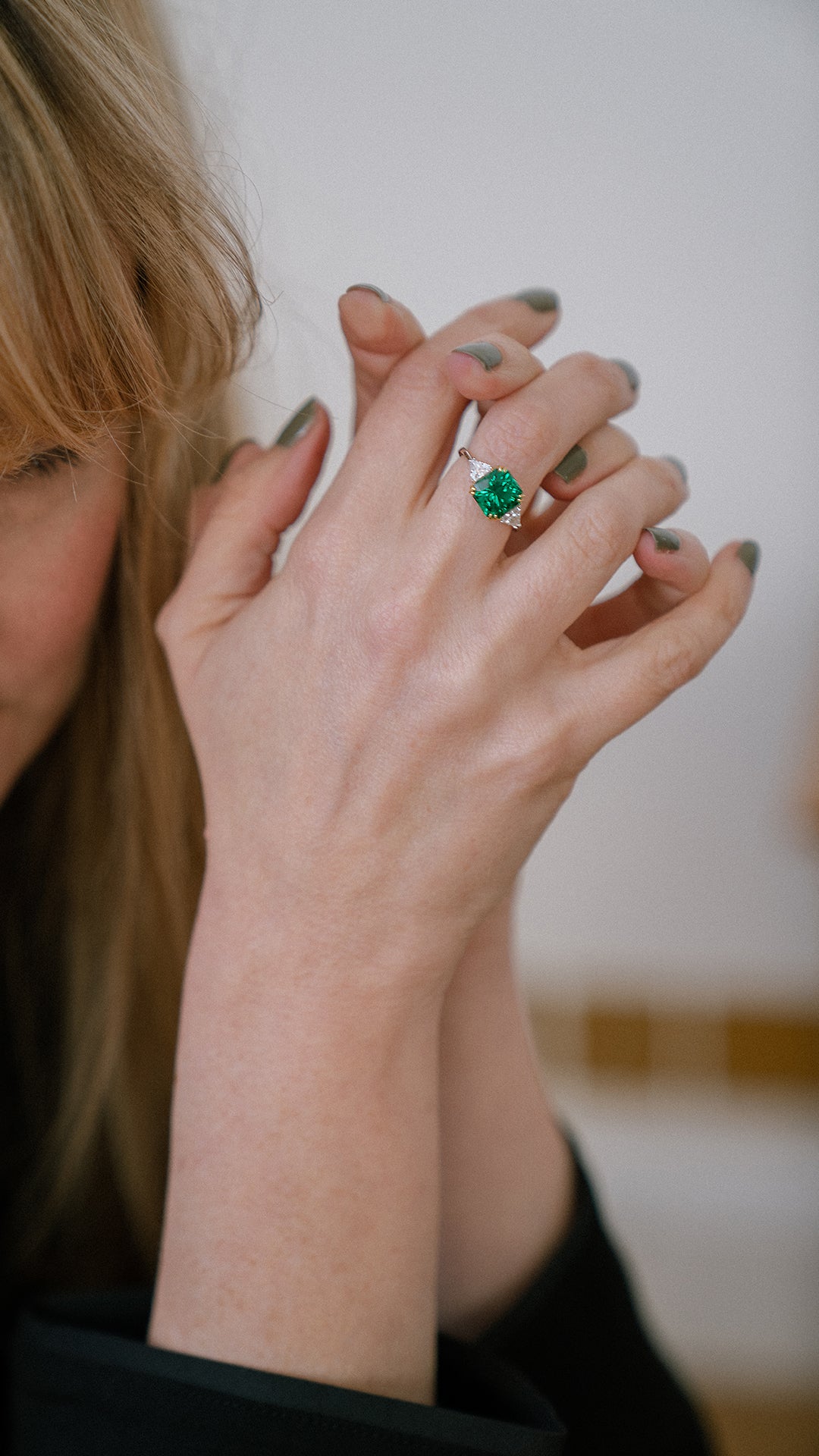 Leyton Flanders Emerald Ring White Gold Plated