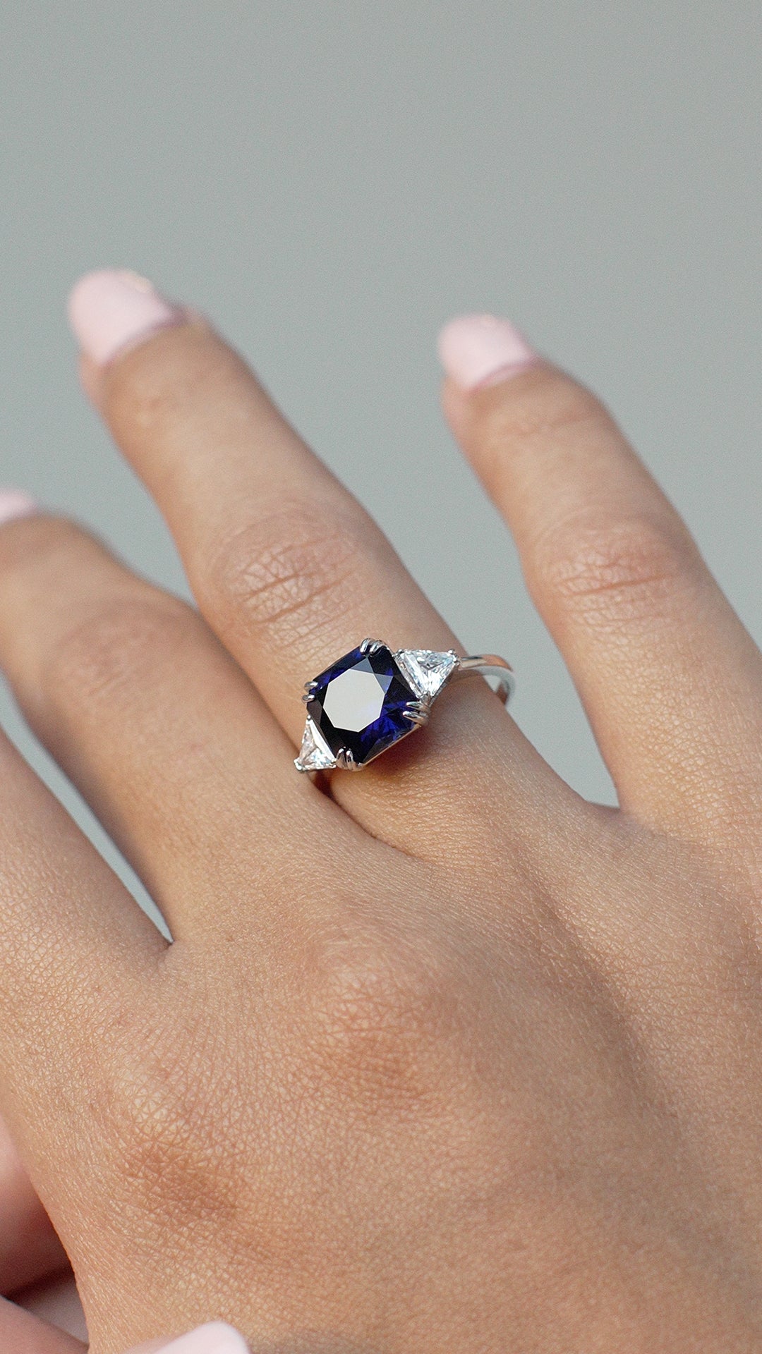 Leyton Flanders Ring Sapphire White Gold Plated