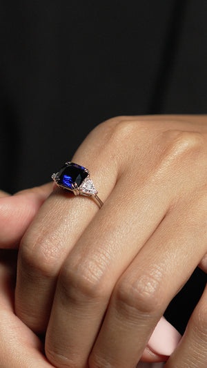 Leyton Flanders Ring Sapphire White Gold Plated