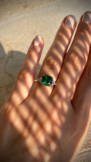 Leyton Flanders Emerald Ring White Gold Plated