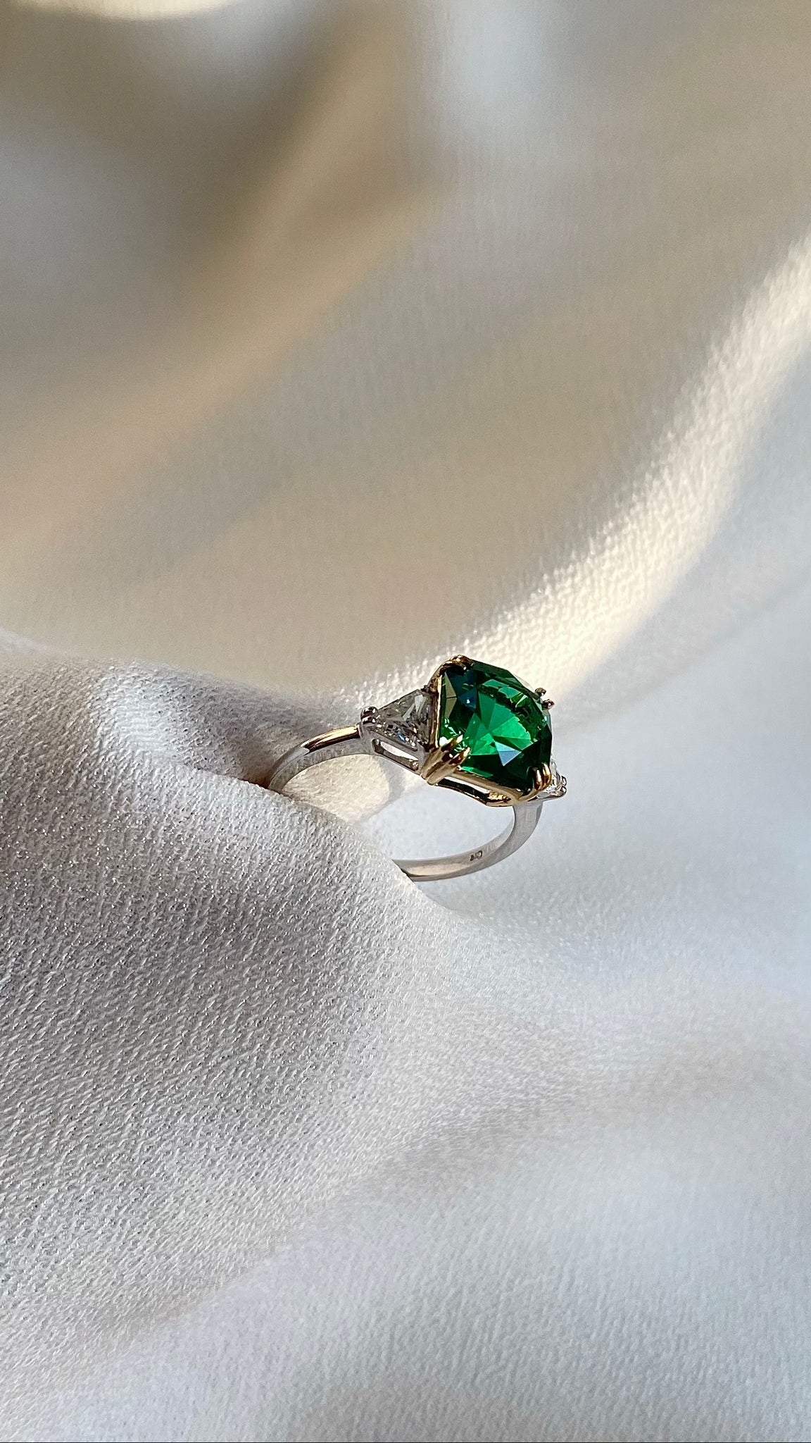 Leyton Flanders Emerald Ring White Gold Plated