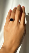 Leyton Flanders Ring Sapphire White Gold Plated
