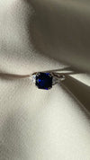 Leyton Flanders Ring Sapphire White Gold Plated