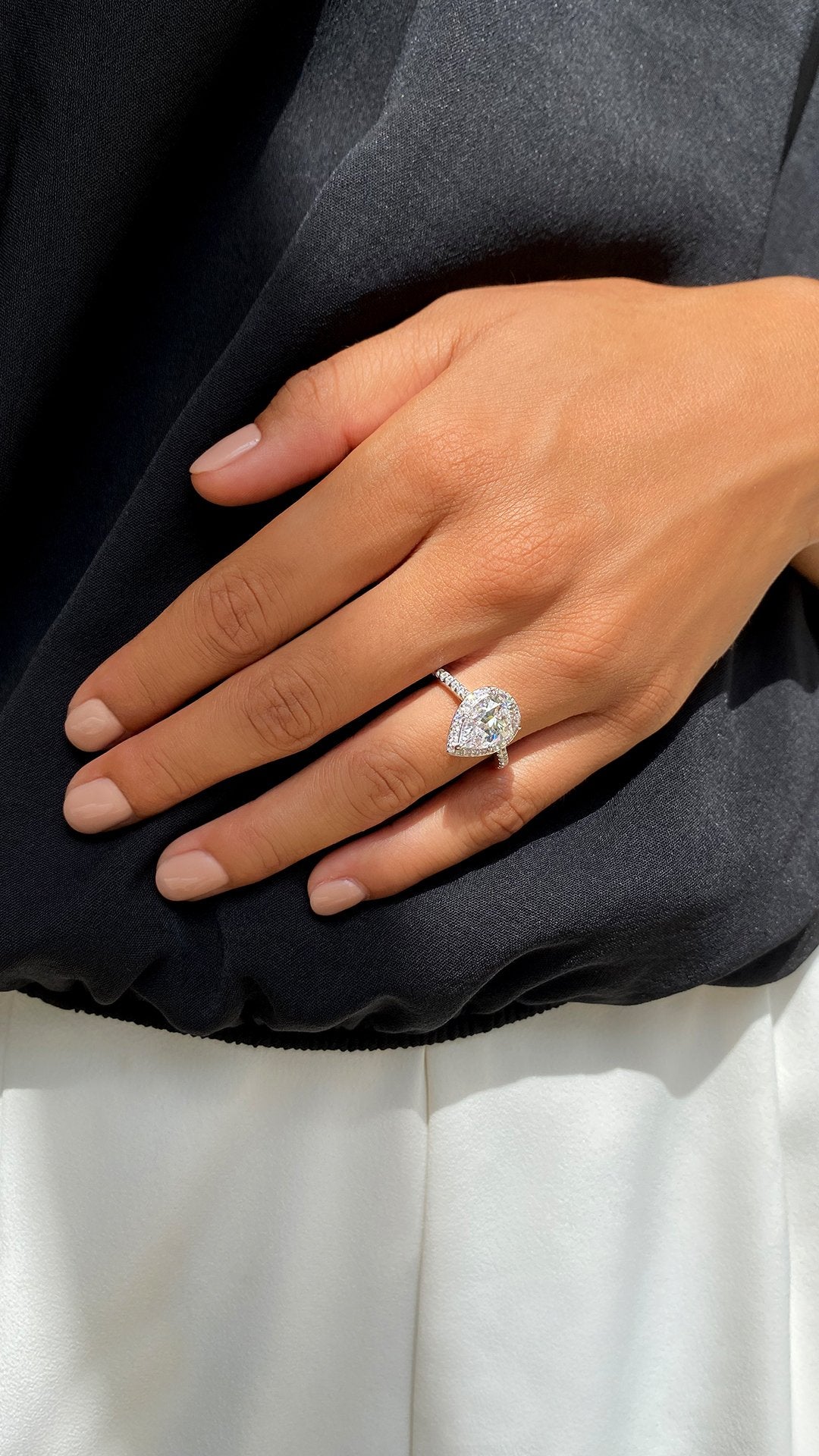 Luella Pear Borderset Ring White Gold Plated