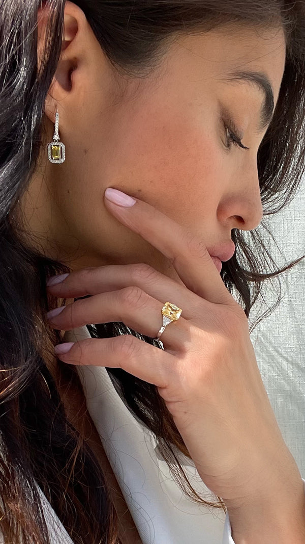 Alma Yellow Radiant Ring 9K White Gold