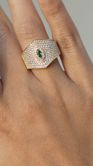 Makeda Emerald Ring Gold Vermeil