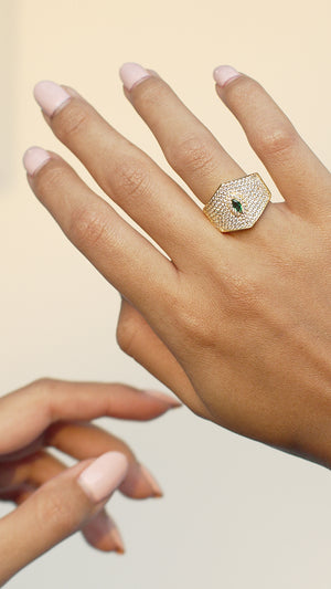 Makeda Emerald Ring 18K Gold Vermeil