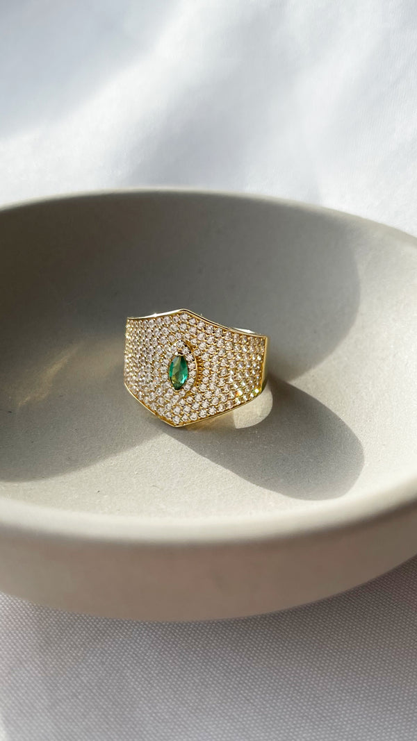Makeda Emerald Ring Gold Vermeil