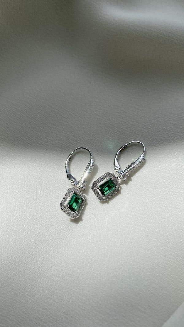 Moxie Emerald Earrings Sterling Silver