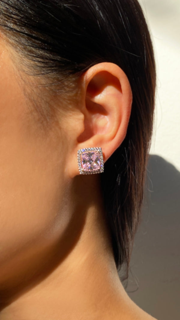 Nell Earrings Pink Sterling Silver