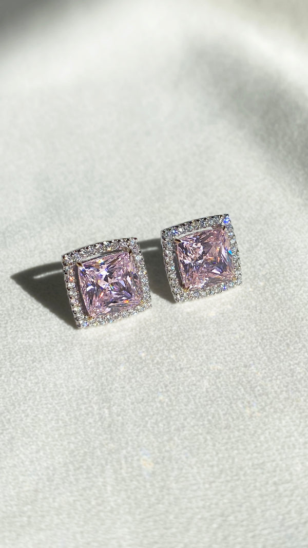 Nell Earrings Pink Sterling Silver