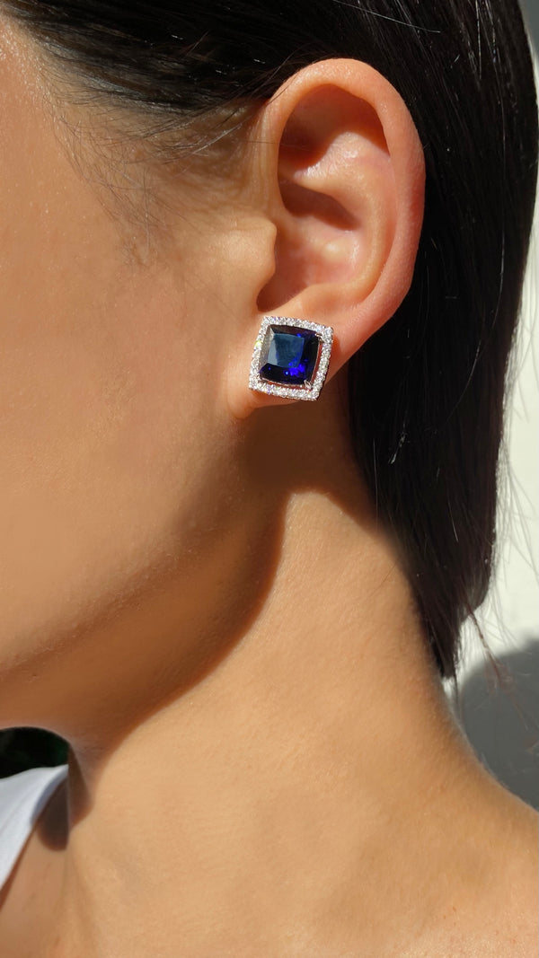 Nell Earrings Sapphire Sterling silver