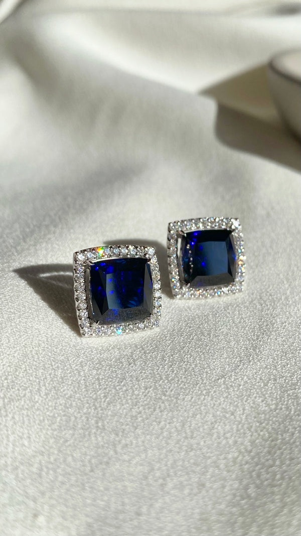 Nell Earrings Sapphire Sterling silver